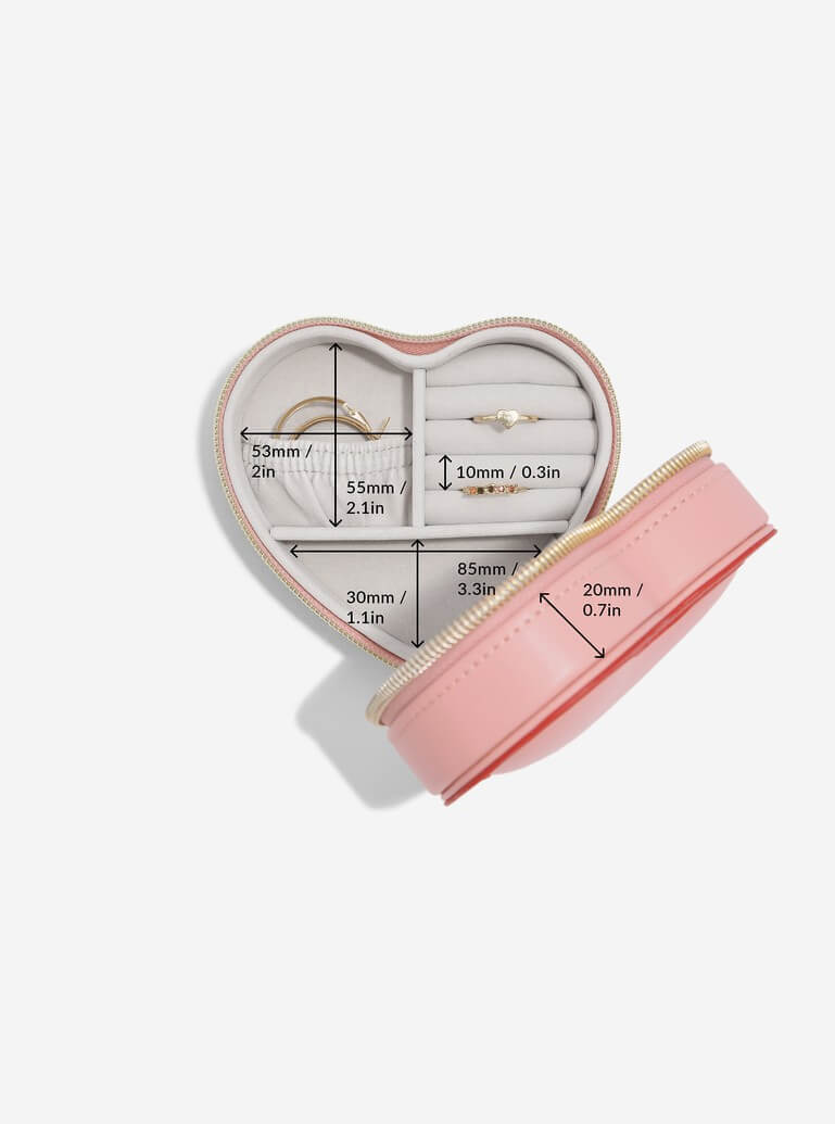 Pink Heart Travel Jewellery Box Stackers