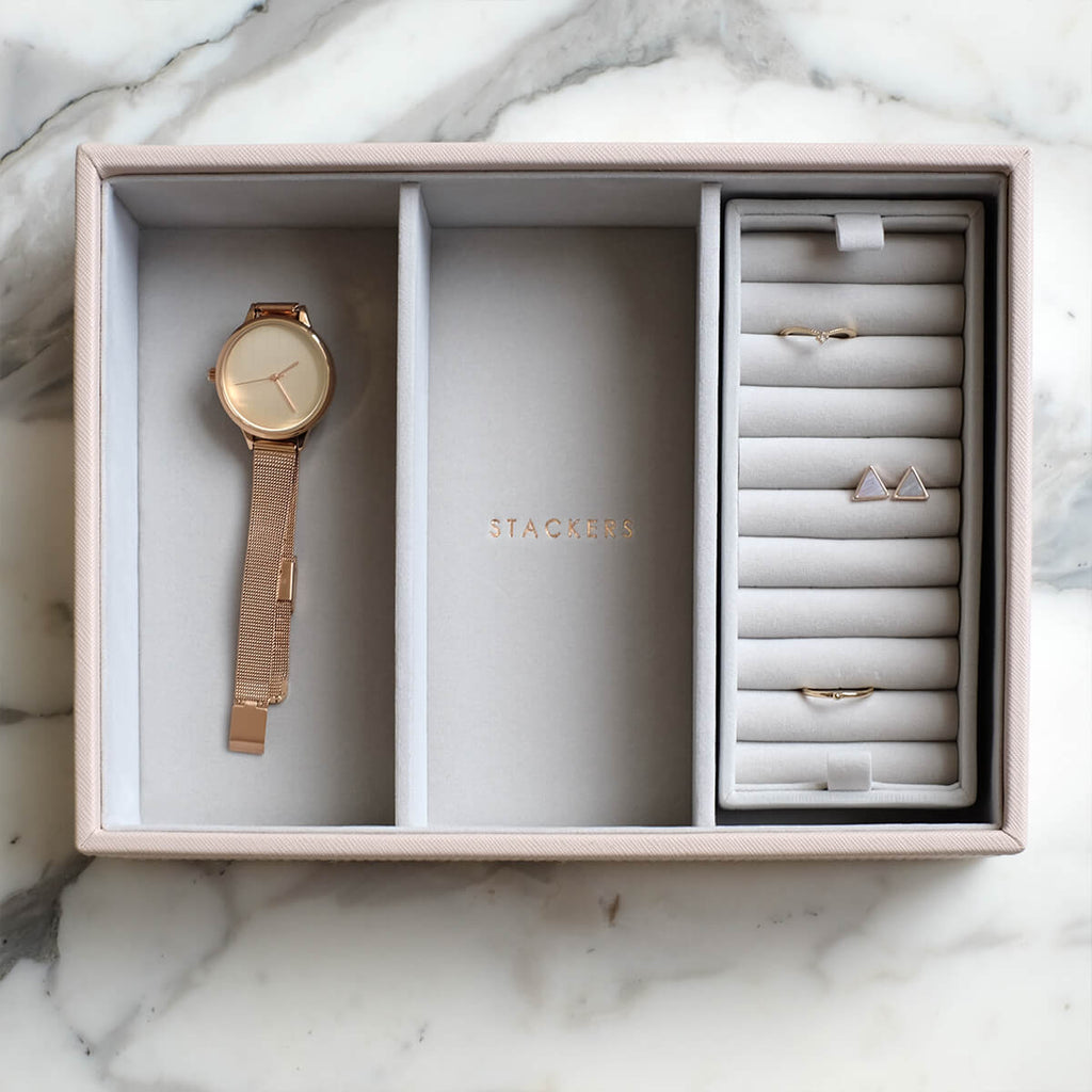 Grey Velvet Ring Holder Stackers