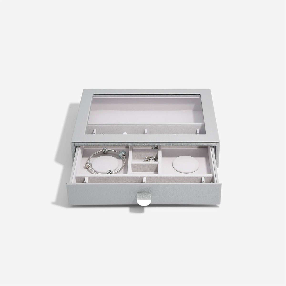 Pebble Grey Classic Drawer Charm Glass Lid - Jewellery Box Lid - Stackers Australia