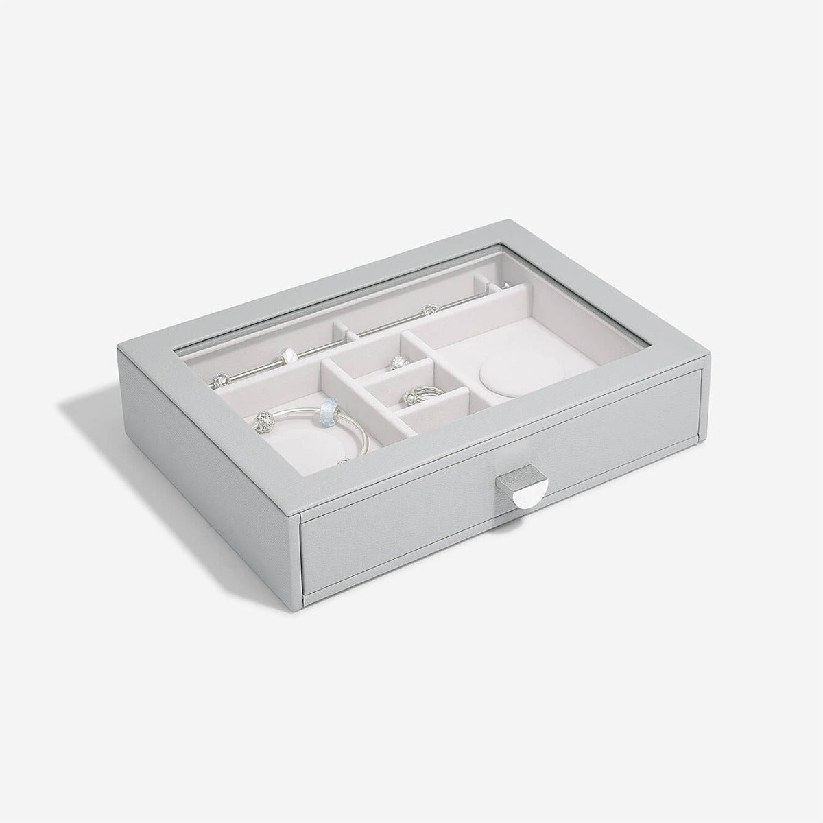 Pebble Grey Classic Drawer Charm Glass Lid - Jewellery Box Lid - Stackers Australia