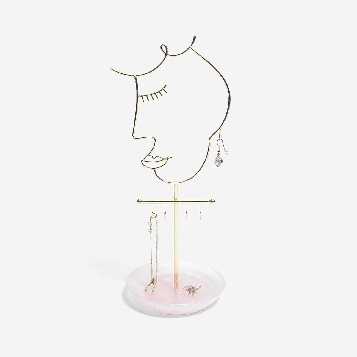 Rose Quartz 5-Hook Face Jewellery Stand Stackers