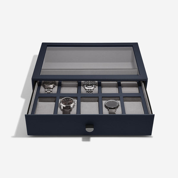 Navy Pebble 10pc Watch Drawer Box - Jewellery Box Lids & Layers - Stackers Australia
