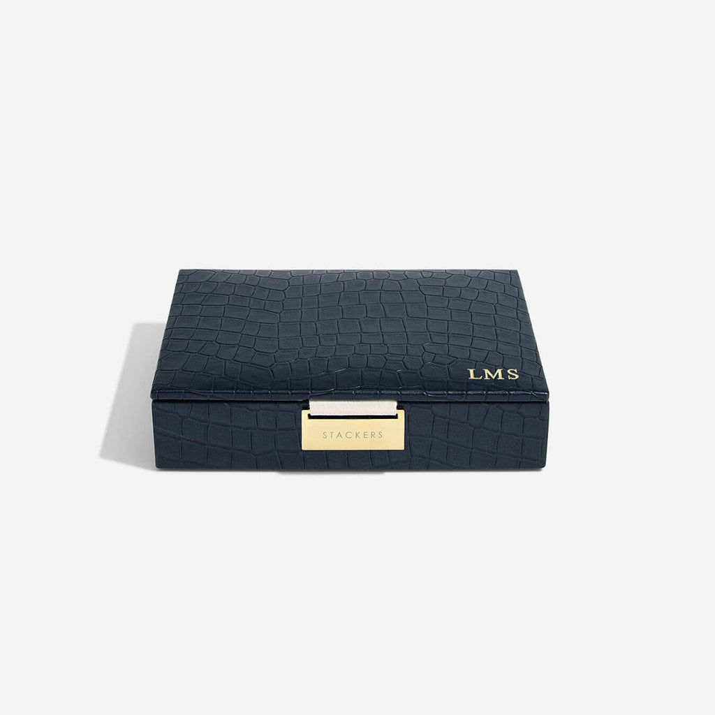 Navy Croc Mini Jewellery Box Stackers
