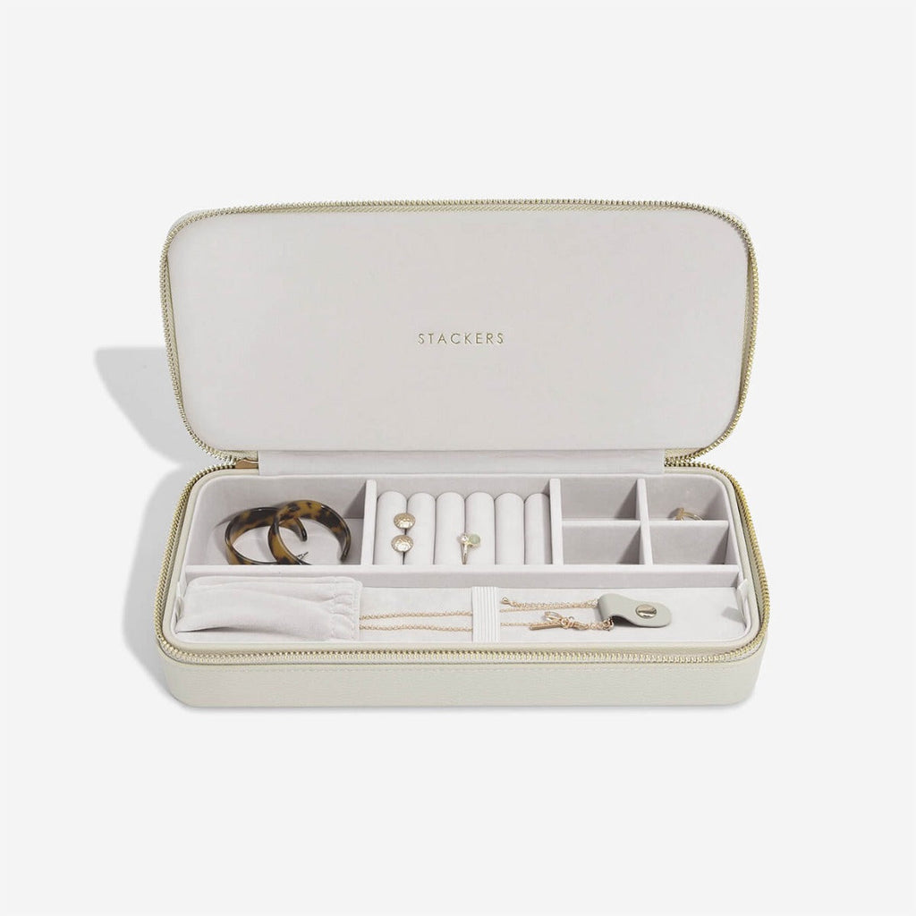 Oatmeal Sleek Necklace Travel Jewellery Box Stackers