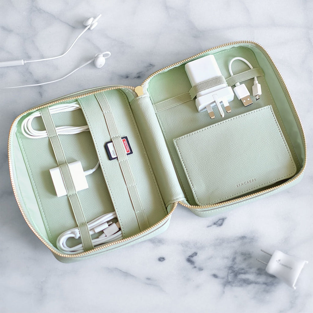 Sage Green Cable Tidy Bag - Tech Accessories - Stackers Australia
