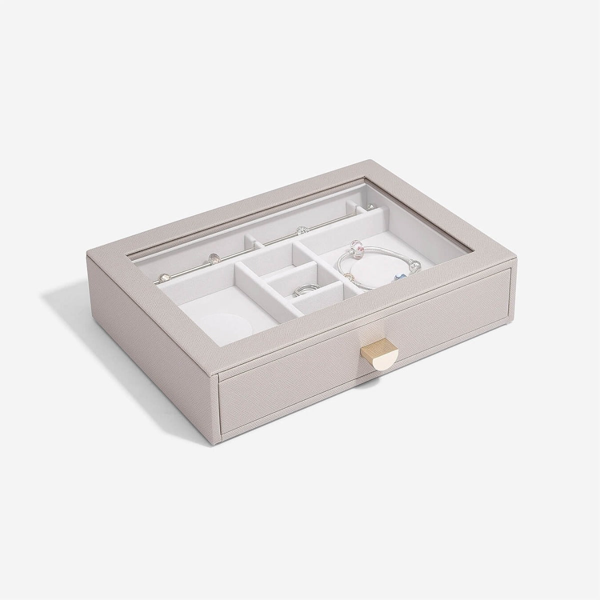 Taupe Classic Drawer Charm Glass Lid Stackers