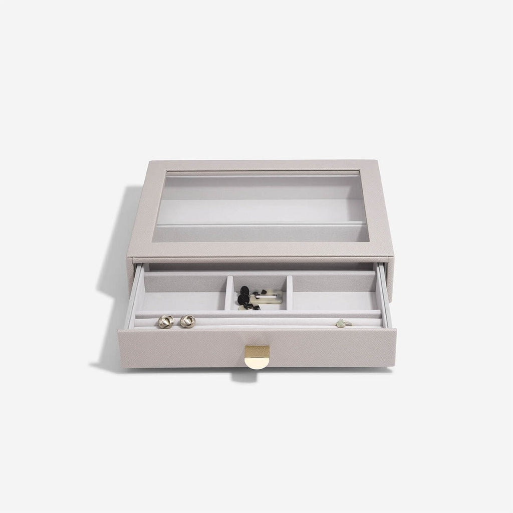 Taupe Classic Drawer All In One Glass Lid Stackers