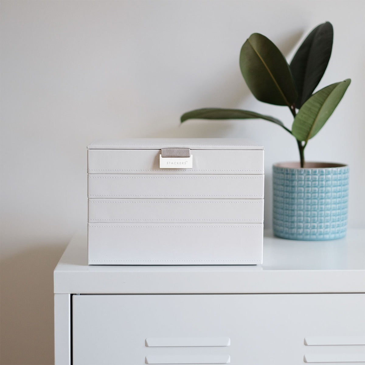 White Classic Jewellery Box Set of 4 Stackers