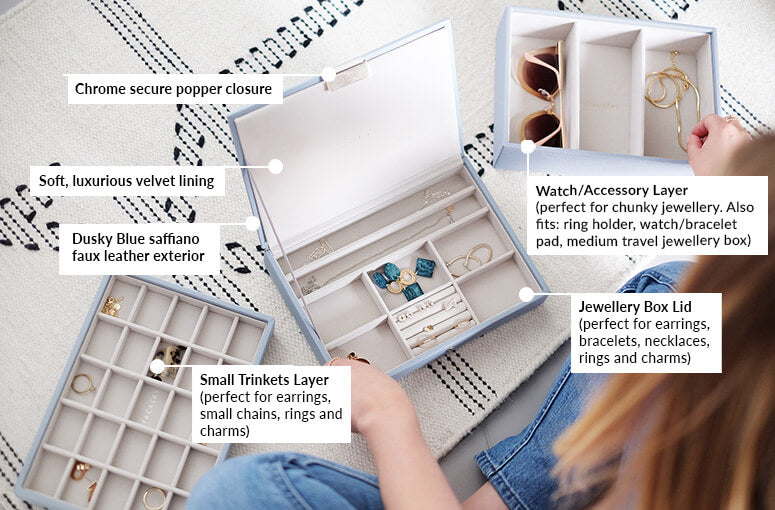 Dusky Blue Classic Jewellery Box Stackers