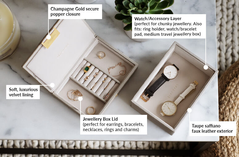 Taupe Mini Jewellery Box Stackers